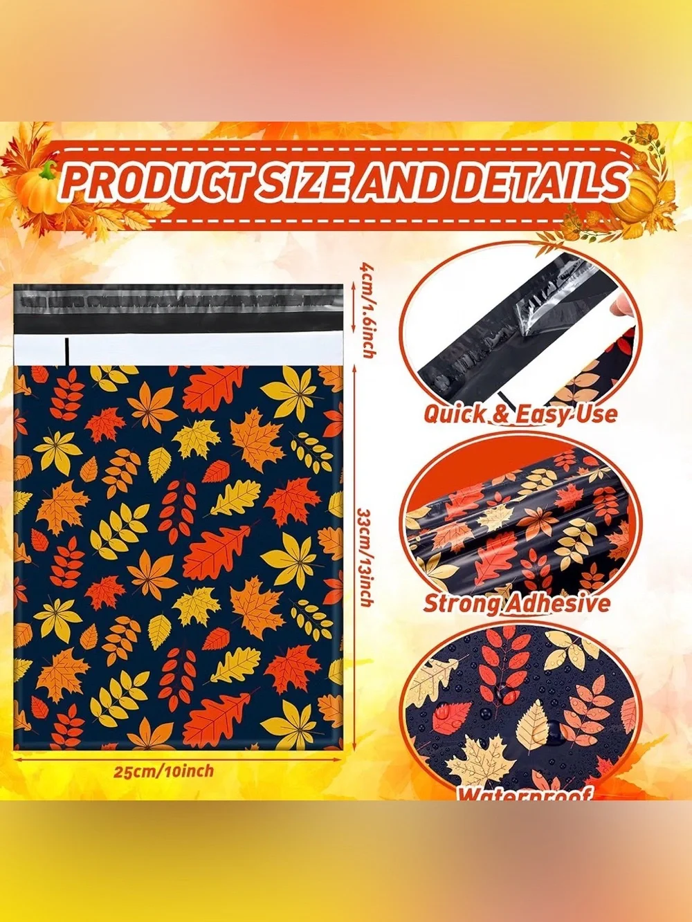 Autumn 10”x13” Poly Mailers Set of 25
